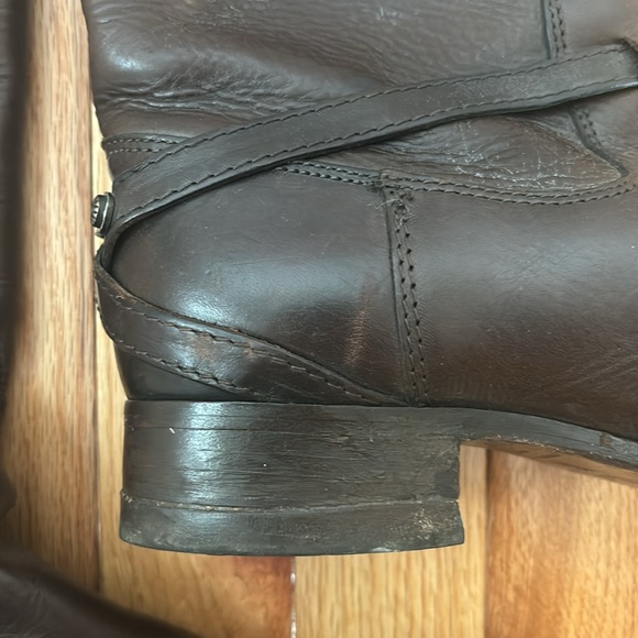FRYE WOMENS LINDSEY PLATE TALL CHOCOLATE BROWN LEATHER RIDING BOOTS SIZE 8.5 - Picture 5 of 8